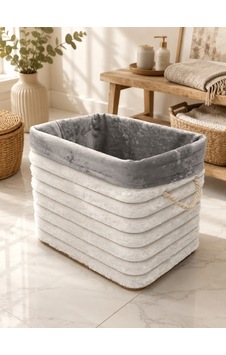 Bambu Peluş Kaplama Çamaşır Sepeti Organizer -beyaz-7491 Çok Renkli Bambu Peluş Kaplama Çamaşır Sepeti Organizer -beyaz-7491 Çok Renkli
