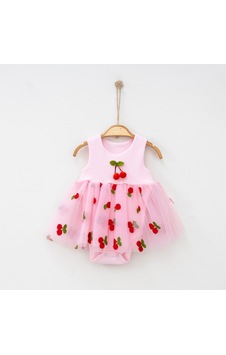 Bellamio Kids Kiraz Nakışlı Kız Bebek Tütülü Zıbın Elbise Pembe Bellamio Kids Kiraz Nakışlı Kız Bebek Tütülü Zıbın Elbise Pembe