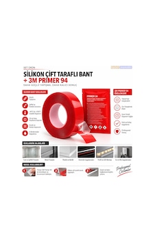 Silikon Çift Taraflı Bant 19mm X 5m + 3m Primer 94 Yapışma Güçlendirici Set Evimdeyokyok Silikon Çift Taraflı Bant 19mm X 5m + 3m Primer 94 Yapışma Güçlendirici Set Evimdeyokyok