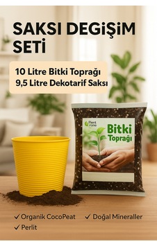 Saksı Değişim Seti 10 Litre Böcek Sinek Yapmayan Organik Çiçek Toprağı + 9,5 Litre Dekoratif Saksı Saksı Değişim Seti 10 Litre Böcek Sinek Yapmayan Organik Çiçek Toprağı + 9,5 Litre Dekoratif Saksı