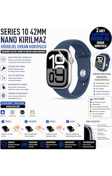 Apple Watch Series 10 42mm Uyumlu Nano Jel Ekran Koruyucu 2 Adet Darbe Emici Tpu Film