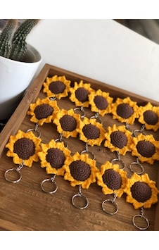 Amigurumi Ayçiçeği Anahtarlık 50 Adet