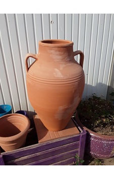 El Yapımı Naturel Terracotta Küp Çömlek 60x40 Cm