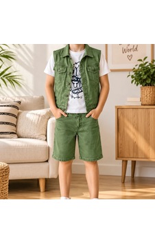 Candar Denim Kumaş Ve Tişört Çocuk Takımı 5/12 Yaş Yeşil Candar Denim Kumaş Ve Tişört Çocuk Takımı 5/12 Yaş Yeşil