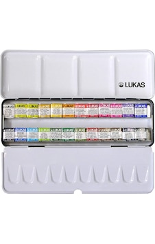 Lukas Aquarell Profesyonel Tablet Sulu Boya Seti 24 Renk Metal Ku