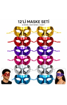 12& 39 Li - 386 - Metalik Venedik Parti Maskesi Seti 6 - Spt-gld - Renk Karışık Yetişkin 12& 39 Li - 386 - Metalik Venedik Parti Maskesi Seti 6 - Spt-gld - Renk Karışık Yetişkin