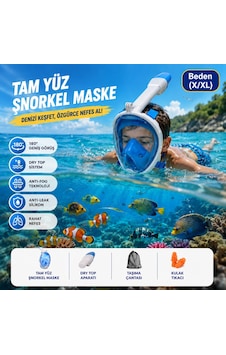 Hymark Tam Yüz Şnorkel Maske X-xl Beden Panoramik Görüşlü Deniz Gözlüğü Dry Top Sistem Şnorkel Seti Beyaz - Mavi Hymark Tam Yüz Şnorkel Maske X-xl Beden Panoramik Görüşlü Deniz Gözlüğü Dry Top Sistem Şnorkel Seti Beyaz - Mavi