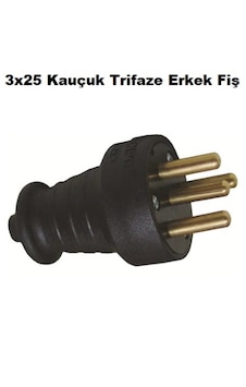 3x25 Kauçuk Trifaze Erkek Fiş 1 Adet