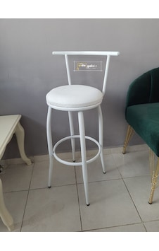 Sırtlı Dekoratif Bar Tabure Ak Inci Beyaz Sırtlı Dekoratif Bar Tabure Ak Inci Beyaz