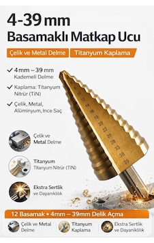 Senbang 4 39 Mm Basamaklı Matkap Ucu Titanyum Kaplama Çelik & Metal Delme Kademeli Delik Açma Senbang 4 39 Mm Basamaklı Matkap Ucu Titanyum Kaplama Çelik & Metal Delme Kademeli Delik Açma