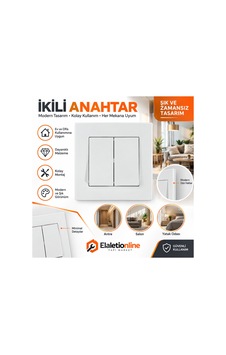 Ritamek Mutlusan İkili Elektrik Anahtarı Beyaz - 925147520