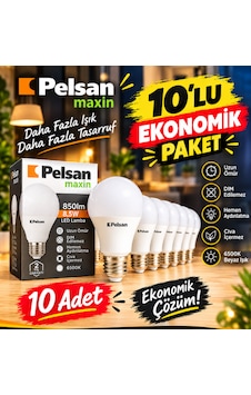 Pelsan Led Lamba 6500k Beyaz Işık 10'lu Ekonomik Paket Pelsan Led Lamba 6500k Beyaz Işık 10'lu Ekonomik Paket