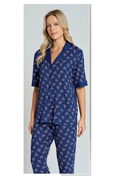 Pijadore 1809 Düğmeli Kısa Kol Kadın Pijama Takım Lacivert Pijadore 1809 Düğmeli Kısa Kol Kadın Pijama Takım Lacivert