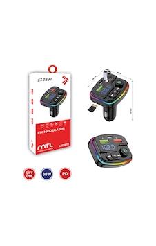 38w Pd Ve Qc Destekli Type-c Çıkışlı Bluetooth Fm Modülatör, Rgb Işıklı Hızlı Araç Şarj Cihazı
