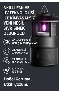 Vom-01 Sivrisinek Kovucu Ve Öldürücü Elektrikli - Dış Ortam - Kimyasalsız Uv Vakum Teknolojisi