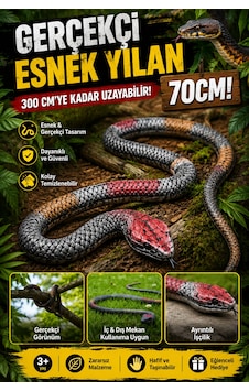 Gerçekçi Esnek Yılan 70 Cm - 300 Cm Uzayabilen Şaka Yılanı 3+ Yaş Gerçekçi Esnek Yılan 70 Cm - 300 Cm Uzayabilen Şaka Yılanı 3+ Yaş