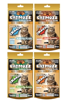 Catmozz Crunch Dışı Çıtır İçi Yumuşak Karışı Kedi Ödül Bisküvisi 4 x 50 G Catmozz Crunch Dışı Çıtır İçi Yumuşak Karışı Kedi Ödül Bisküvisi 4 x 50 G