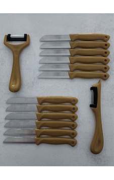 Solingen 12'li Meyve-sebze-doğrama Bıçağı Ve 2'li Soyacak 14'lü Set Hardal Sarı Solingen 12'li Meyve-sebze-doğrama Bıçağı Ve 2'li Soyacak 14'lü Set Hardal Sarı