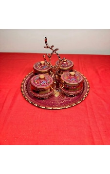 Bakır 4lü Baharatlık 5 Kırmızı