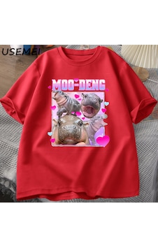 Flood Of Style Komik Moo-deng Bebek Pygmy Hippo Sevimli Hayvanat Bahçesi T Shirt Adam Kadın Nedensel Pamuk K Kırmızı Flood Of Style Komik Moo-deng Bebek Pygmy Hippo Sevimli Hayvanat Bahçesi T Shirt Adam Kadın Nedensel Pamuk K Kırmızı
