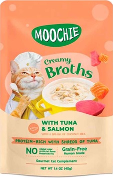 Moochie Tahılsız Parça Ton Balığı Somonlu Kedi Çorbası 40 G Moochie Tahılsız Parça Ton Balığı Somonlu Kedi Çorbası 40 G
