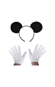 Siyah Mickey Mouse Tacı Ve Beyaz Eldiven Seti Diğer Siyah Mickey Mouse Tacı Ve Beyaz Eldiven Seti Diğer