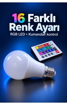 Uzaktan Kumandalı Ampul 16 Farklı Renk Seçenekli - Lisinya Standart Uzaktan Kumandalı Ampul 16 Farklı Renk Seçenekli - Lisinya Standart