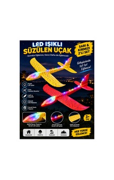 2 Li Led Işıklı Köpük Uçak Seti Kırmızı & Sarı Hafif Dayanıklı Fırlatma Uçağı Açık Hava Oyuncağı - 922543009 2 Li Led Işıklı Köpük Uçak Seti Kırmızı & Sarı Hafif Dayanıklı Fırlatma Uçağı Açık Hava Oyuncağı - 922543009