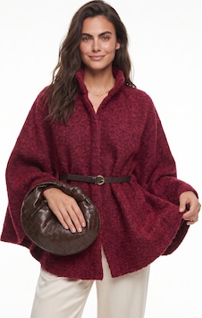 Onloox Kadın Bordo Bordo Buklet Kumaş Kemerli Araboy Kaşe Dokulu Geniş Kesim Poncho Onloox Kadın Bordo Bordo Buklet Kumaş Kemerli Araboy Kaşe Dokulu Geniş Kesim Poncho