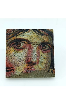 Şeker Portakalım Dekoratif Figürlü Zeugma Çingene Kızı Doğal Taş Banyo Gider Kapağı Süsü Tekli 10x10 Cm Kahve - Sarı