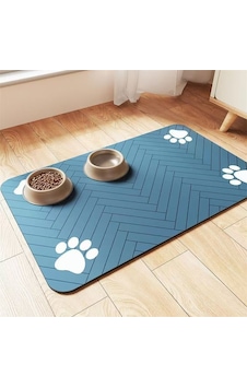 Kedi Köpek Beslenme Matı 50x60 Cm Pati Desenli Kaymaz, Kolay Temizlenir Mama Altlığı
