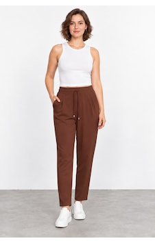 Bihan Store Kadın Beli Lastikli Bağcıklı Viskoz Pantolon W27-1324 - Kahverengi Bihan Store Kadın Beli Lastikli Bağcıklı Viskoz Pantolon W27-1324 - Kahverengi