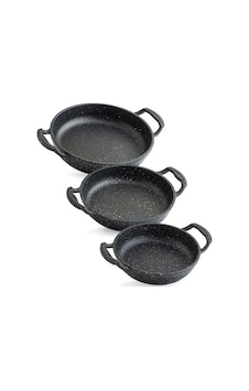 Döküm 3'lü Sahan Seti 18, 20, 22 cm Siyah