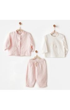 Andywawa Kız Bebek Takım 3 Parça Set Muslin Anw-ac26621 Pembe Andywawa Kız Bebek Takım 3 Parça Set Muslin Anw-ac26621 Pembe