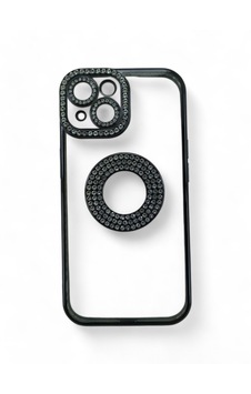 Apple Uyumlu iPhone 15 Taşlı Lazer Shine Silikon Kılıf