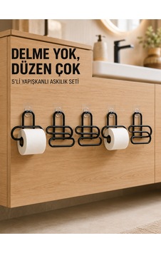 Siyah Metal Tuvalet Kağıdı Tutucu 5 Li Set Yapışkanlı Duvar Tipi Banyo Wc Askısı Diğer Siyah Metal Tuvalet Kağıdı Tutucu 5 Li Set Yapışkanlı Duvar Tipi Banyo Wc Askısı Diğer
