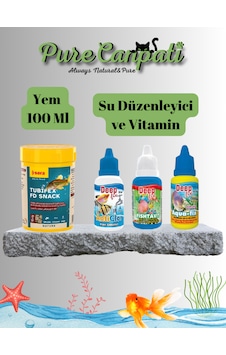 Purecanpati Akvaryum Bakım Seti Sera Tubifex Yem 100 Ml + Vitamin + Su Düzenleyici + Antiklor Purecanpati Akvaryum Bakım Seti Sera Tubifex Yem 100 Ml + Vitamin + Su Düzenleyici + Antiklor