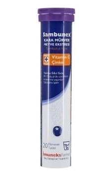 Imunex Sambunex Kara Mürver Vitamin C Çinko 20 Efervesan Tablet