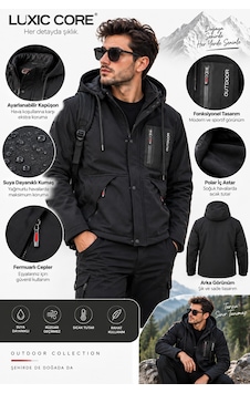 Luxic Core Luxıc Core Erkek Kürklü Kapüşonlu Softshell Kışlık Mont Siyah S Luxic Core Luxıc Core Erkek Kürklü Kapüşonlu Softshell Kışlık Mont Siyah S