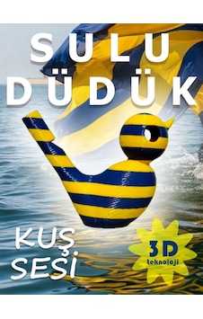Sarı Lacivert Kuş Sulu Düdük - Kanarya Sesi Lacivert