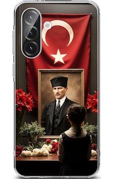 Samsung Galaxy A56 Uyumlu Atatürk Türk Bayrağı Tablo Baskılı Silikon Kılıf Renkli