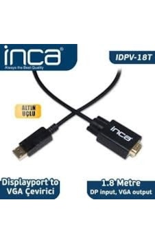 Inca Idpv-18T Displayport To Vga Kablo 1.8Mt