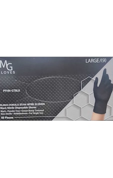 Mg Gloves Elmas Dokulu Siyah Nitril Eldiven Large 9 50 Adet