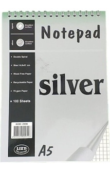 Lızy Silver Notepad 295k Kareli 100 Yp Üstten Spiralli A5 Karışık