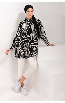 Polologin Butik Siyah Bej Çizgili Yazlık Viskon Kumaş Araboy Tunik Siyah Polologin Butik Siyah Bej Çizgili Yazlık Viskon Kumaş Araboy Tunik Siyah
