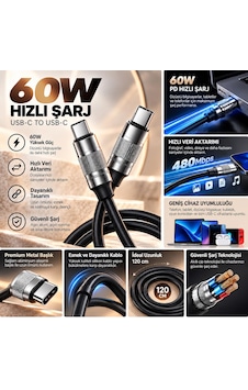 60w Usb-c To Usb-c 5.8mm Premium Silikon Pd Hızlı Şarj Kablosu 60w Usb-c To Usb-c 5.8mm Premium Silikon Pd Hızlı Şarj Kablosu