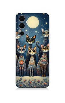 Tecno Pova Neo 2 Uyumlu Ay Altında Kedi Ailesi Desenli Silikon Kılıf Çok Renkli Tecno Pova Neo 2 Uyumlu Ay Altında Kedi Ailesi Desenli Silikon Kılıf Çok Renkli