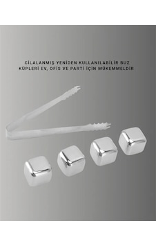 Çelik Metal Buz Küpleri 4'lü Set İle İçeceklerinizi Soğutun Diğer