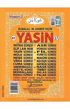 41 Yasin Türkçe Okunuşu Ve Manalarıyla Fihristli Cep Boy