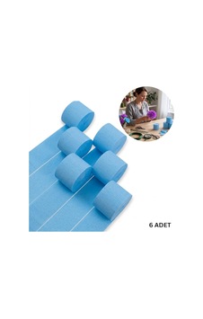 Gök Mavi Şerit Krapon Kağıdı Rulosu, Çiçek Yapım, El İşi Süsleme Kağıdı, 6 Adet, 4.5 Cm X 22 Metre Gök Mavi Şerit Krapon Kağıdı Rulosu, Çiçek Yapım, El İşi Süsleme Kağıdı, 6 Adet, 4.5 Cm X 22 Metre